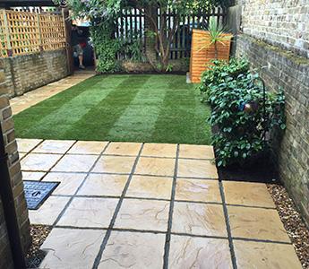 turf laying service in a London property in progress